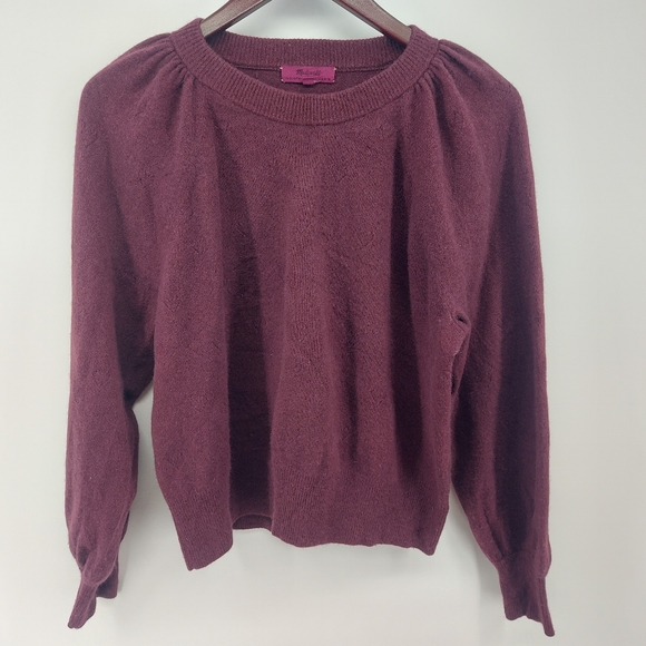 Madewell Cashmere Heart Pointelle Crewneck Sweater Purple Size Medium - Picture 2 of 9